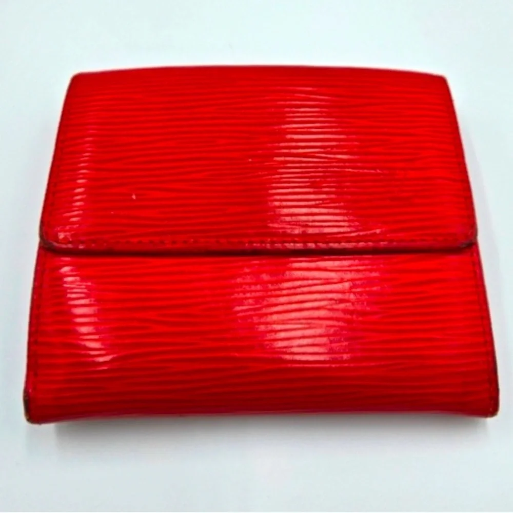 LOUIS VUITTON Red Epi Leather Wallet w/Box, Gift Card, Tag, & Ribbon, EUC